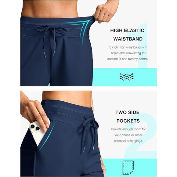 NWT New G Gradual Womens XL Navy High Waisted Drawstring Waist Lined Swim Shorts - Picture 4 of 6